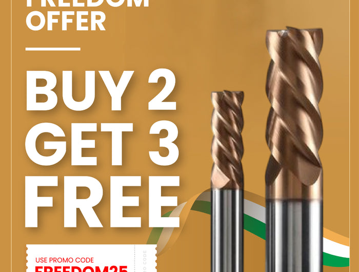 Promotional poster for BTB with two metal cutting tools and a 'Buy 2 Get 3 Free' offer.