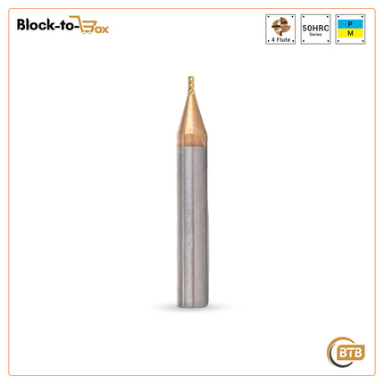BTB 4 Flute Solid Carbide Endmill-Coated/BEN4-1MM X 3 FL X 50 OAL 4FLT