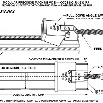 Precision Machine Vice Unique U3333 PJ