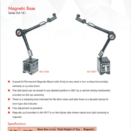 Crystal Magnetic Dial Stand-AA1616,AA1617 Base With Fine Adjustment