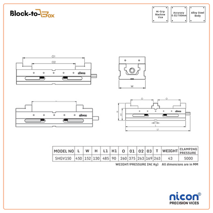 N-105 Nicon Precision High Grip Machine Vice