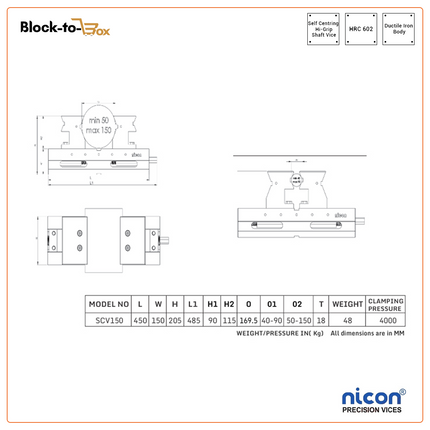 N-106 Nicon Self Centring High Grip Shaft Vice