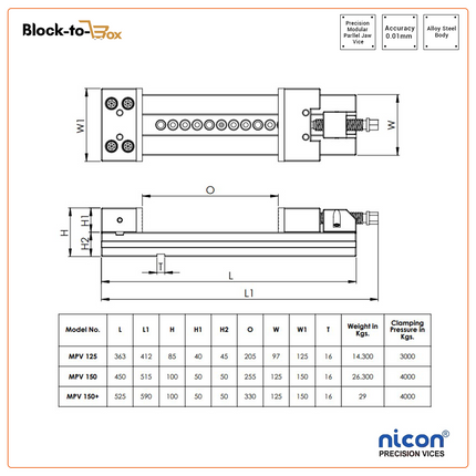 N-108 Nicon precision Modular Precision Vice With Parallel jaws