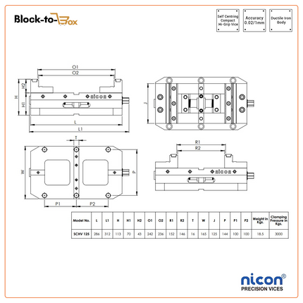 N-110 Nicon Self Centring Compact High Grip Vice