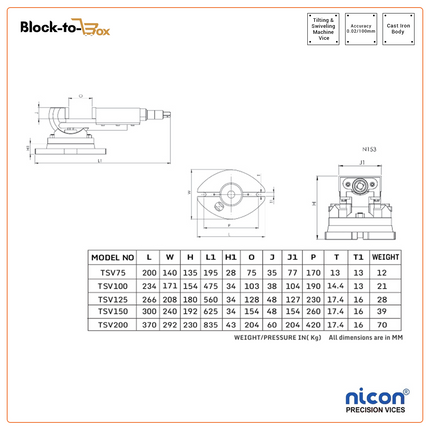 N-153 Nicon Tilting & Swiveling Machine Vice
