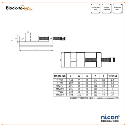 N-168 Nicon Precision Tool Maker's Vice (Screw Type)