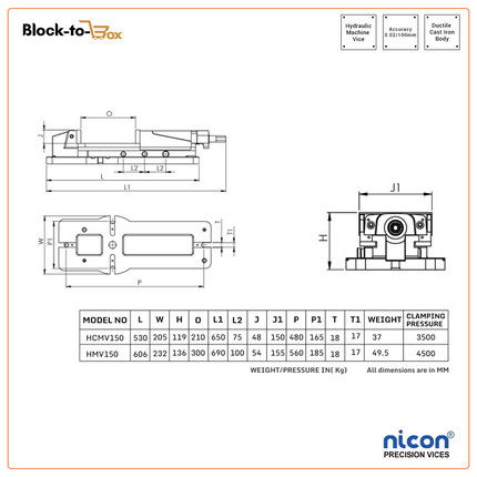 Nicon N-181 Hydraulic Machine Vice