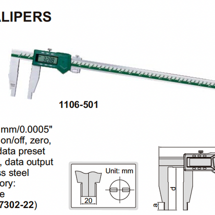 Insize Digital Calipers-Long Range-1106 Series