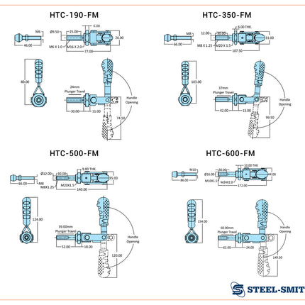 Steelsmith Front Mounting Straight Line Action Clamps
