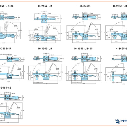 Steelsmith H-Series Medium Duty Clamps-Flanged Base-2000,3000 Series