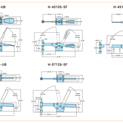Steelsmith H-Series Medium Duty Clamps-Flanged Base-4000,5000 Series