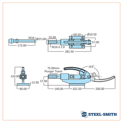 Steelsmith HTC-Series Heavy Duty-Package Size Clamps, Flanged Base