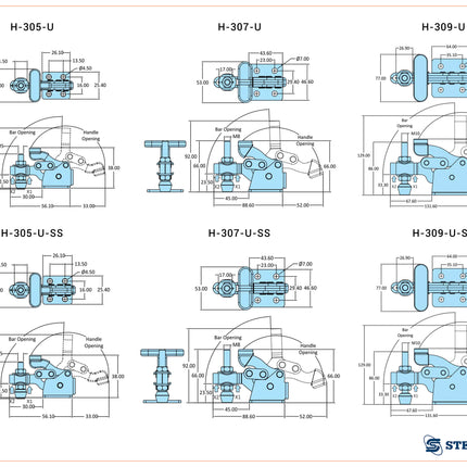 Steelsmith Horizontal Hold Down Action- H International Range Clamps