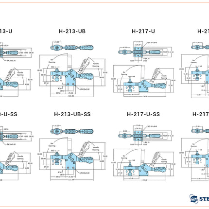 Steelsmith Horizontal Hold Down Action H-213, 217 Series Clamps