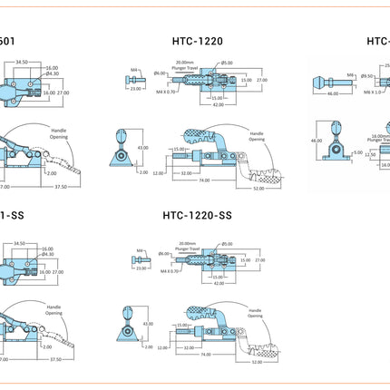 Steelsmith Miniature Clamps - Straight Line Action (HTC-Series)