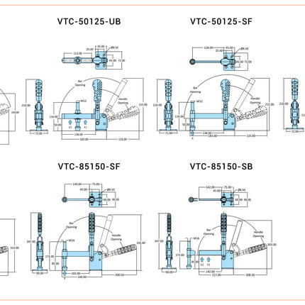 Steelsmith VTC Series/Medium Duty Clamps-Flanged Base/5000-8000 Series