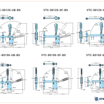 Steelsmith VTC Series/Medium Duty Clamps-Straight Base/5000-8000 Series