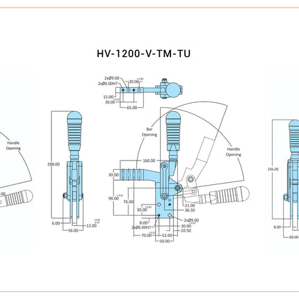 Steelsmith H.V. Series Toggle Clamps Straight Base