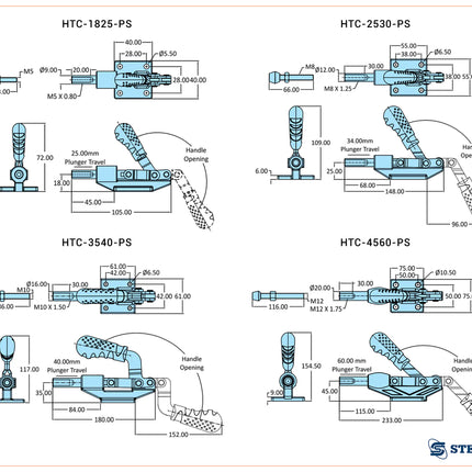 Steelsmith HTC-Series Medium/Heavy Duty-Package Size Clamps, Flanged Base