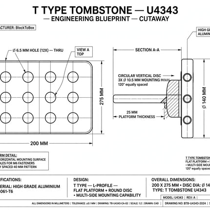 UNIQUE T Type Tombstone - U4343