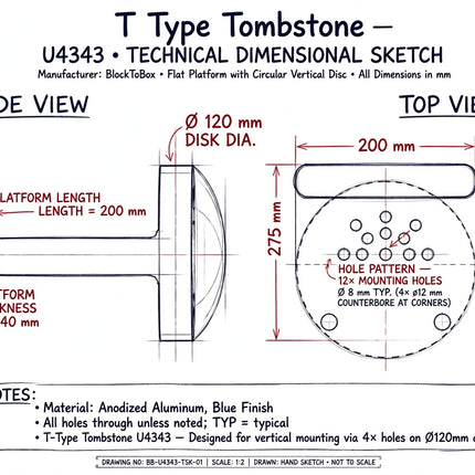 UNIQUE T Type Tombstone - U4343 ONLINE
