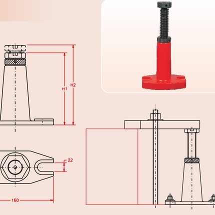 Stable Screw Jack with Double Side Flange and Ring Lock-Nut  Type: CES-50 DF