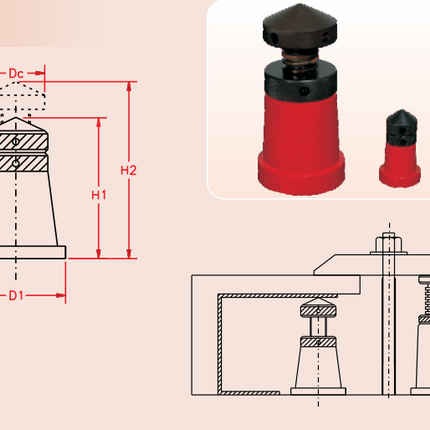 Clati Screw Jack with Conical Head and Ring  Lock Nut