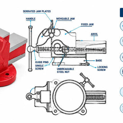 Engineers Vice - steel bench vice | Unique U301R