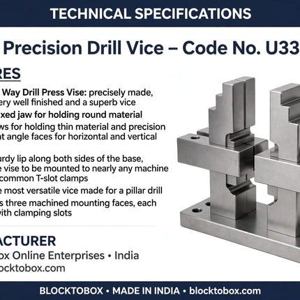 UNIQUE 3 Way Precision Drill Vise - U3307 P