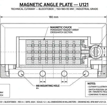 Magnetic Angle Plate Unique U121 150x180x95mm Silver