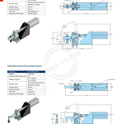 Hold Down Action Clamps-Fixed Cylinder