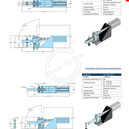 Hold Down Action Clamps-Fixed Cylinder