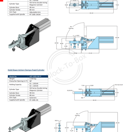 Hold Down Action Clamps-Fixed Cylinder