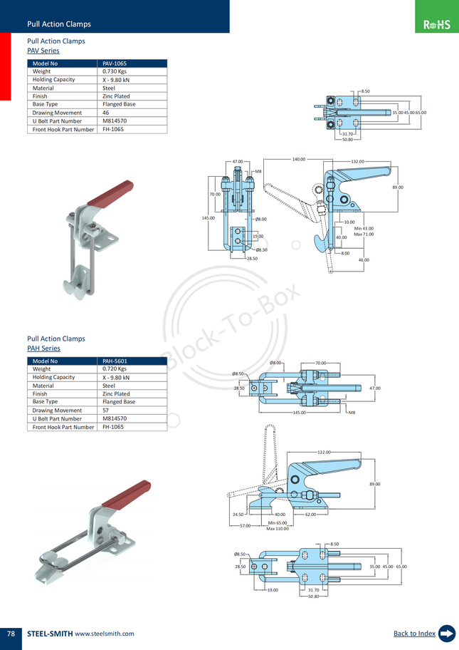 Pull Action Clamps PAH Series (5601,2801 Series)