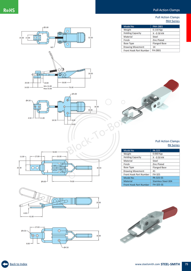 Pull Action Clamps PA Series (325 Series)