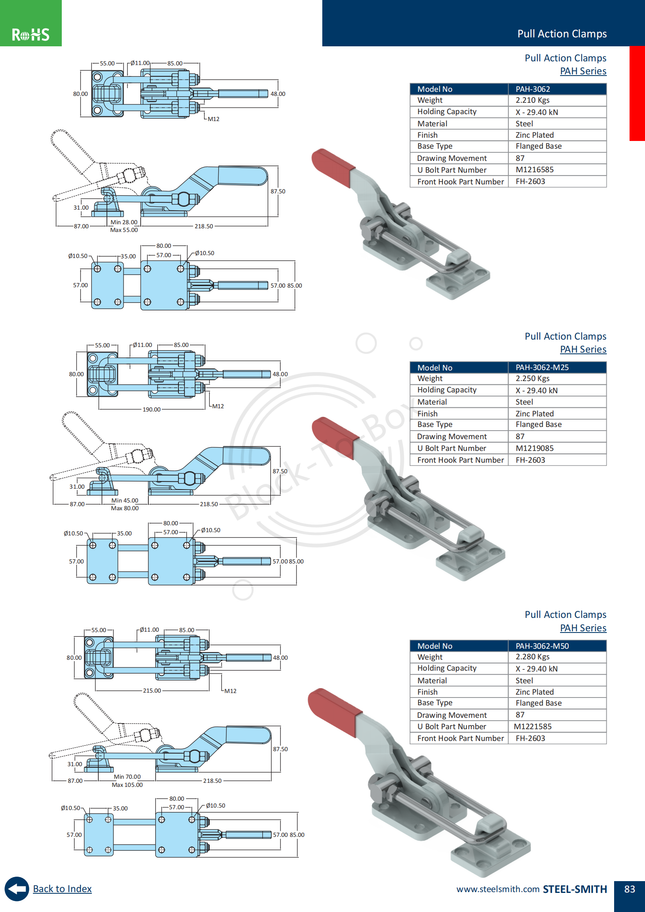 Pull Action Clamps PAH Series (3062,500 Series)