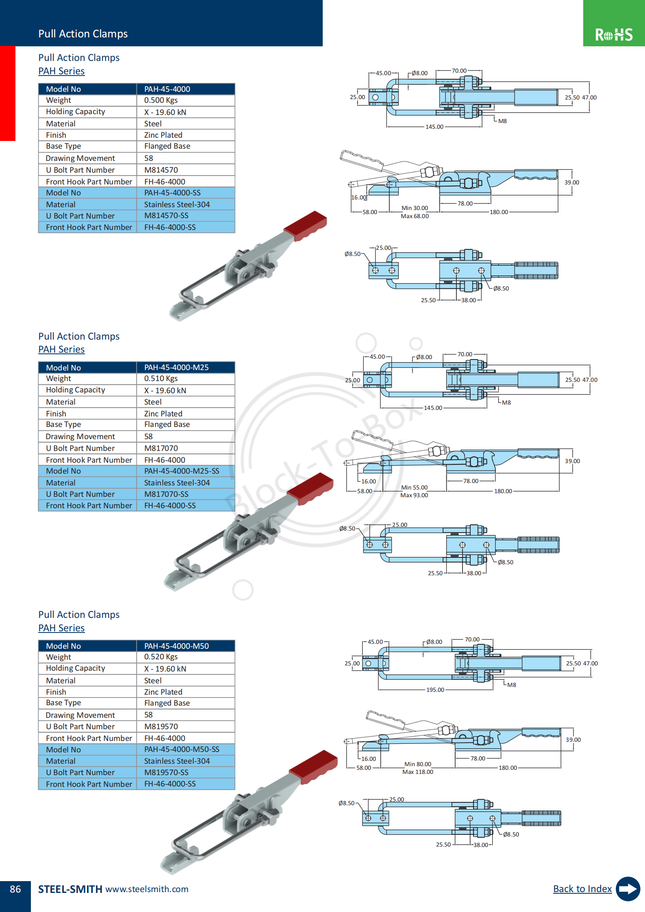 Pull Action Clamps PAH Series (4000 Series)