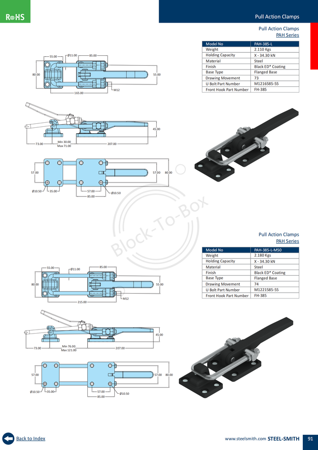 Pull Action Clamps PAH Series (385 Series)