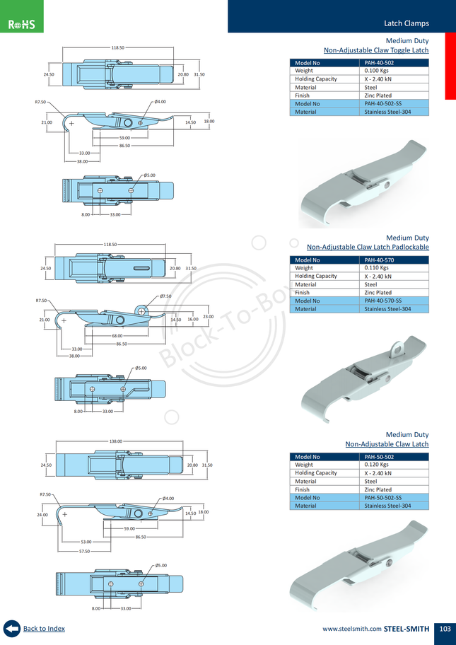 Medium Duty Non-Adjustable Claw Toggle Latch (502 Series)