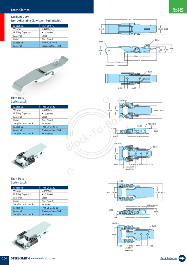 Medium Duty Non-Adjustable Claw Latch Padlockable (570 Series)