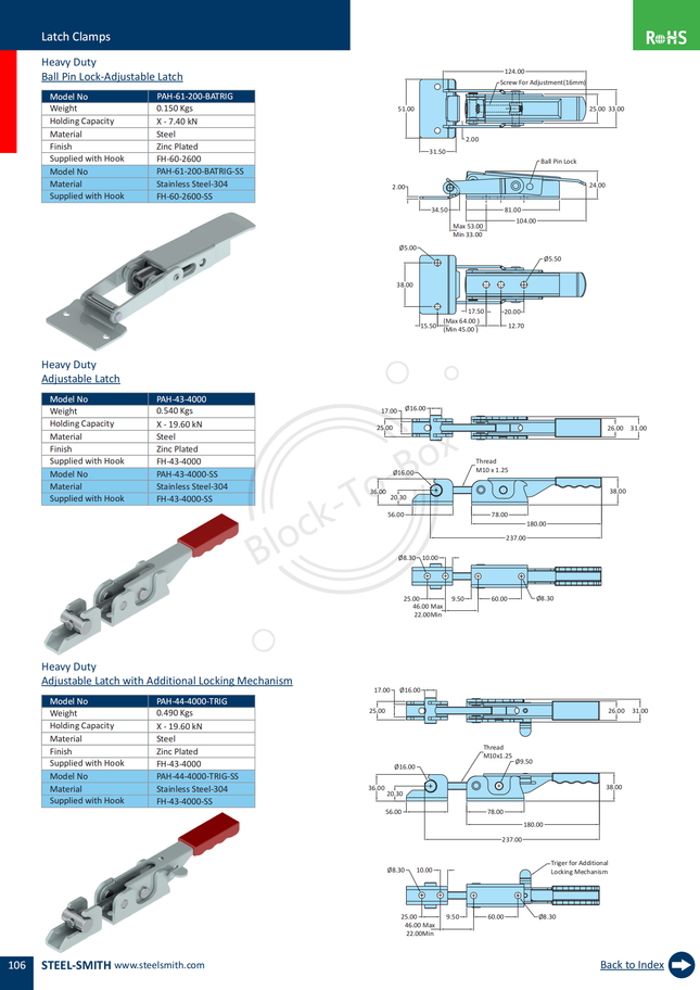 Heavy Duty Ball Pin Lock-Adjustable Latch