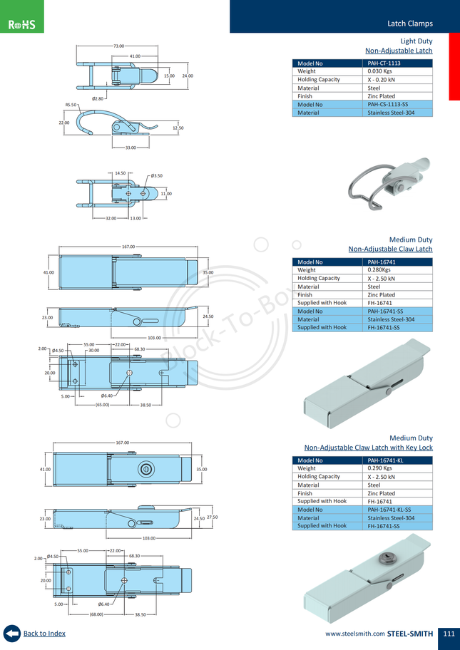 Medium Duty Non-Adjustable Claw Latch (16741 Series)