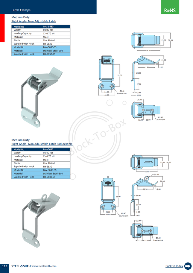 Medium Duty  Right Angle- Non Adjustable Latch (5630 Series)