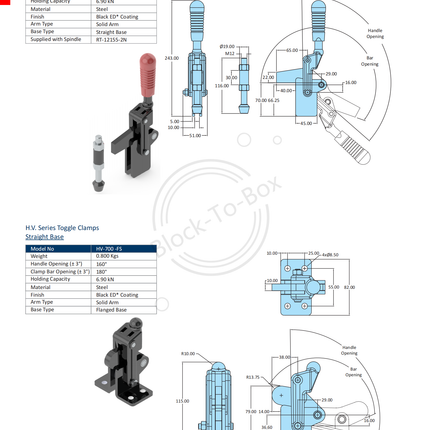 H.V. Series Toggle Clamps Swivel Base (700 Series)