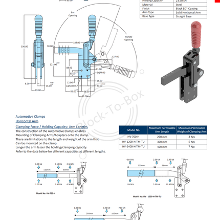 H.V. Series Toggle Clamps Straight Base