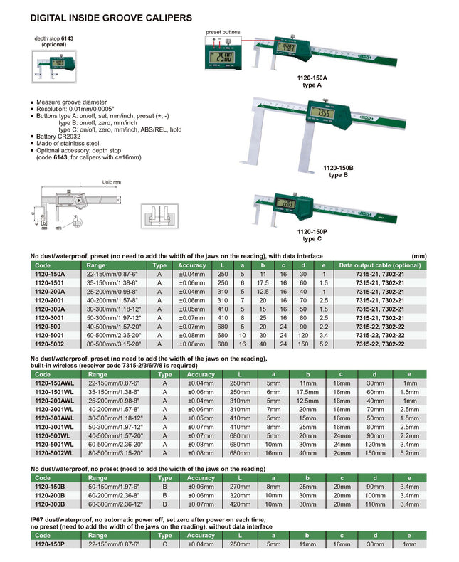 Insize Digital Groove Caliper (1120)