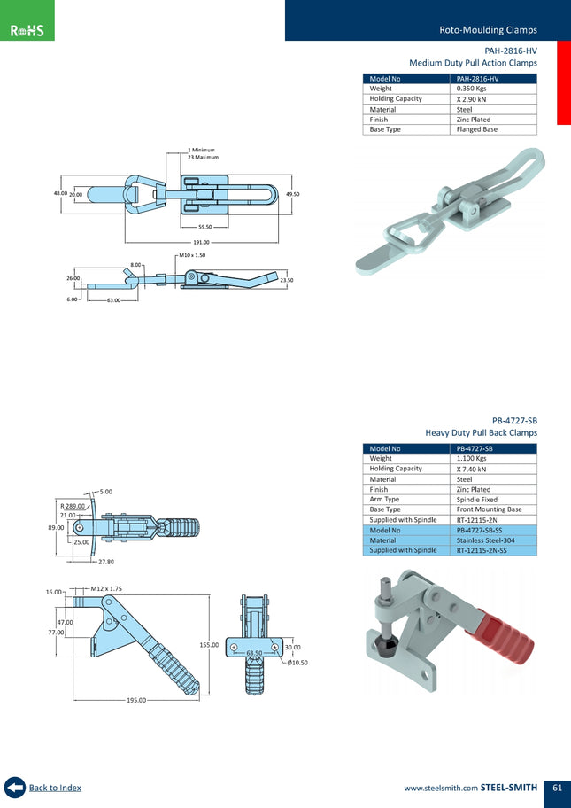 PAH-2816-HV Medium Duty Pull Action Clamps