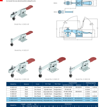 H-Series Medium Duty Clamps-Flanged Base-2000,3000 Series