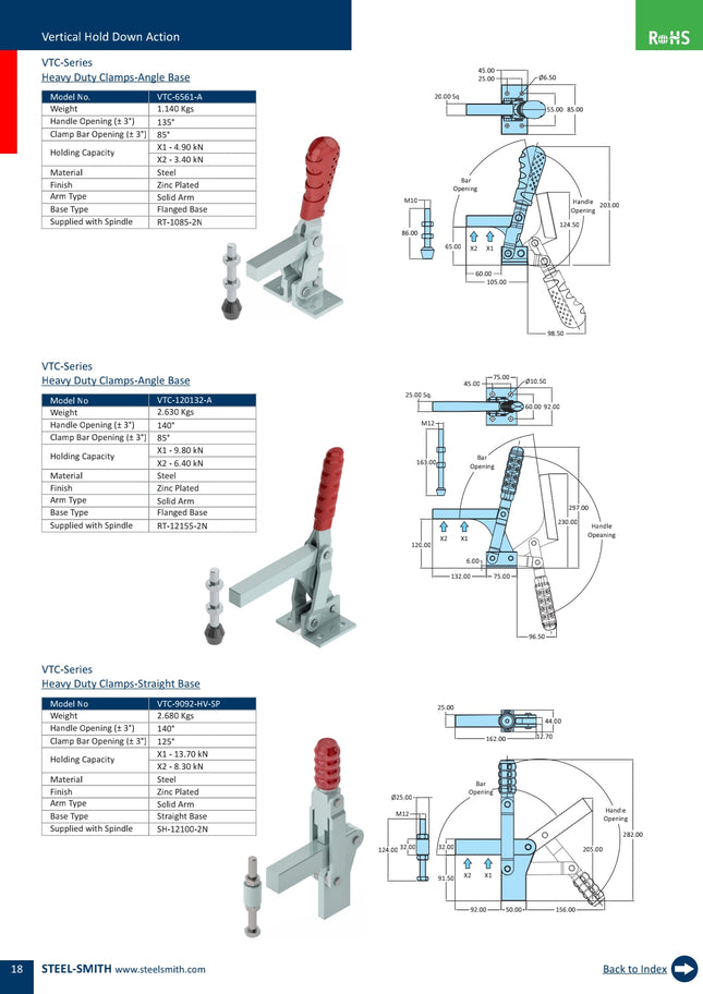 VTC-Series Heavy Duty Clamps-Angle Base