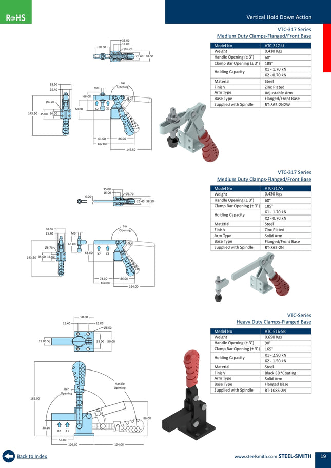 VTC-317 Series Medium Duty Clamps-Flanged/Front Base